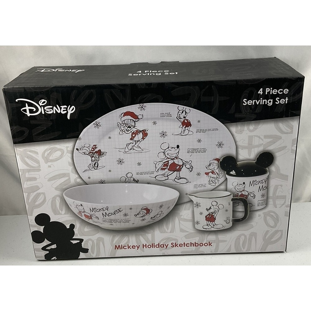 Disney -Mickey Mouse Christmas Sketchbook 4 Piece Serving Set